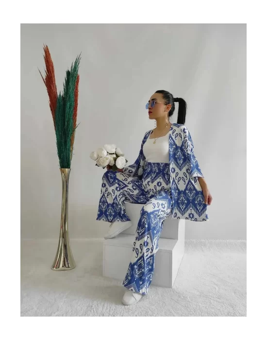 Kadın Desenli Kimono 2li Takım