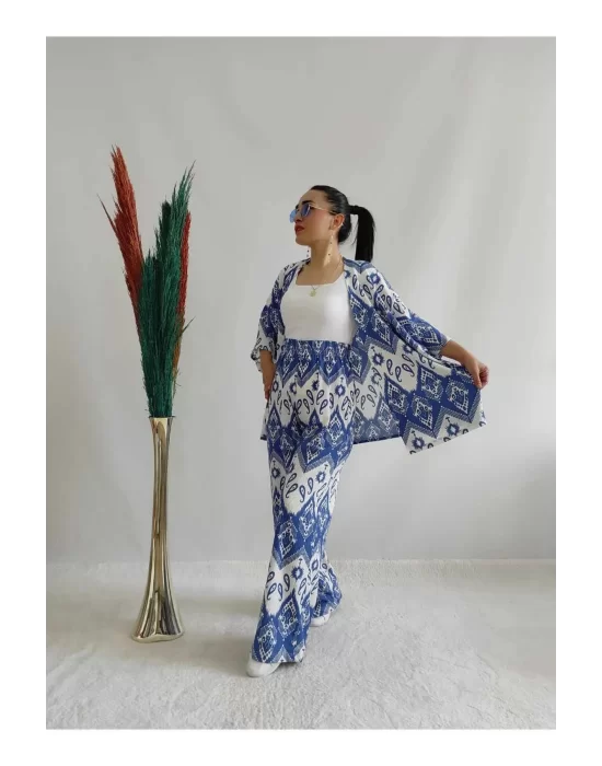 Kadın Desenli Kimono 2li Takım