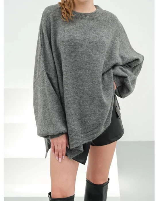 Kadın Düşük Omuz Oversize Triko Kazak