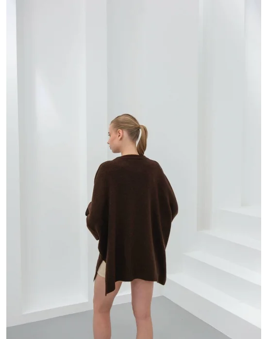 Kadın Düşük Omuz Oversize Triko Kazak