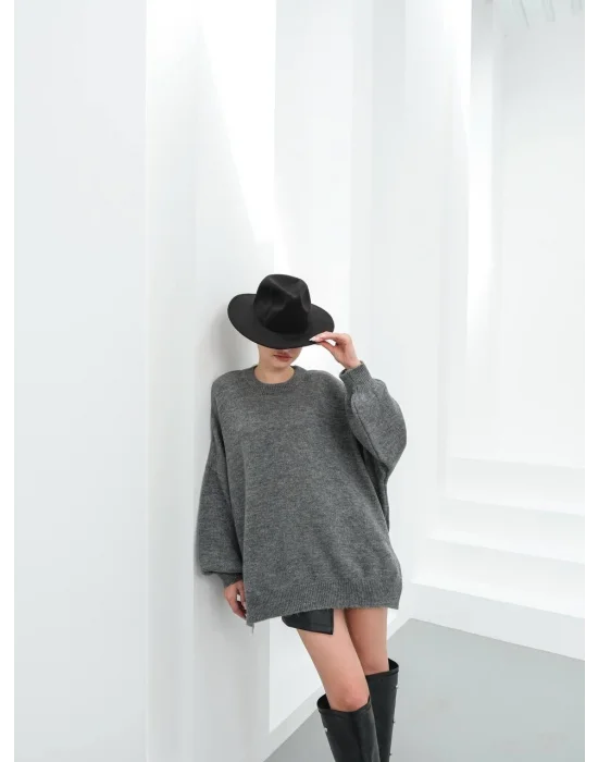 Kadın Düşük Omuz Oversize Triko Kazak