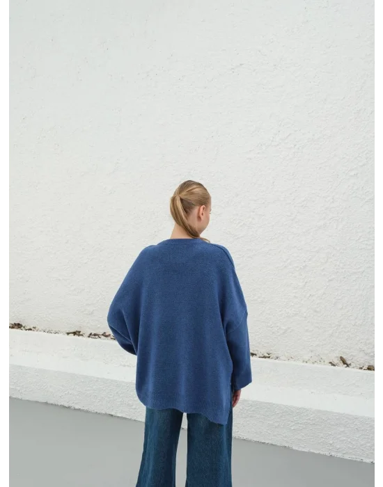 Kadın Düşük Omuz Oversize Triko Kazak