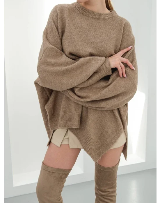 Kadın Düşük Omuz Oversize Triko Kazak