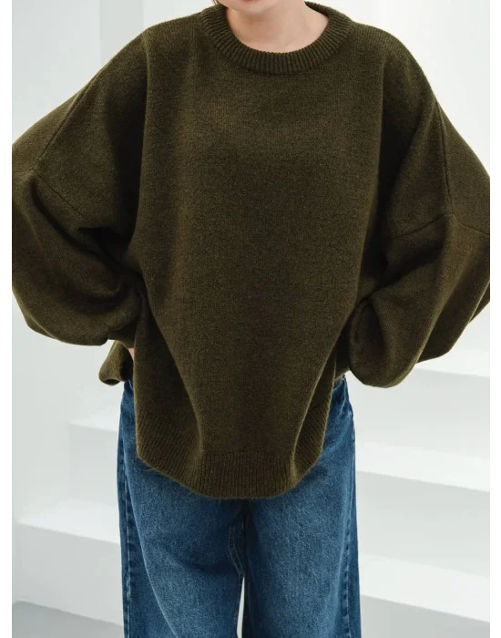 Kadın Düşük Omuz Oversize Triko Kazak