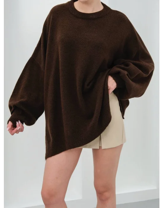 Kadın Düşük Omuz Oversize Triko Kazak