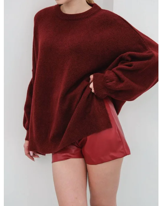 Kadın Düşük Omuz Oversize Triko Kazak