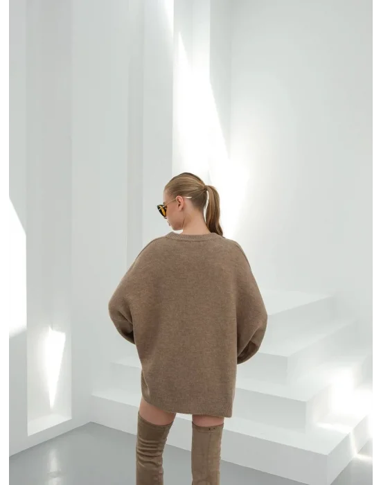 Kadın Düşük Omuz Oversize Triko Kazak