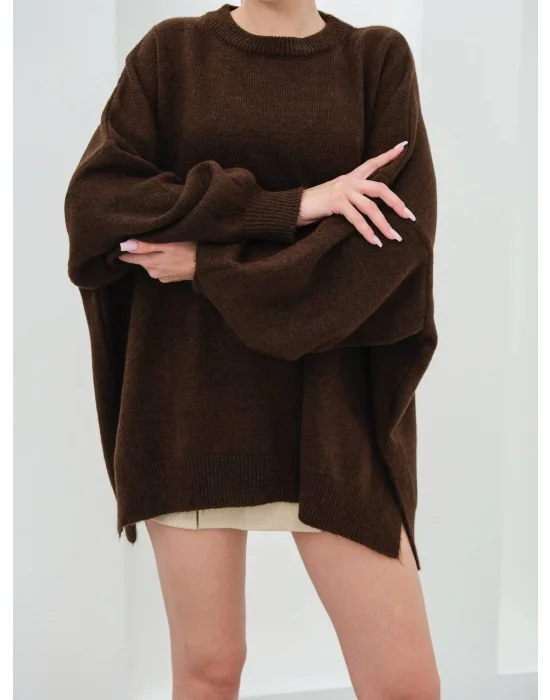 Kadın Düşük Omuz Oversize Triko Kazak