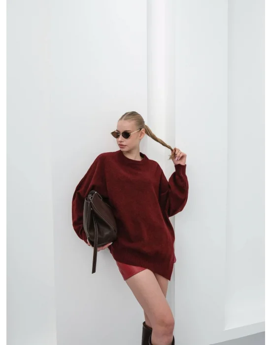 Kadın Düşük Omuz Oversize Triko Kazak