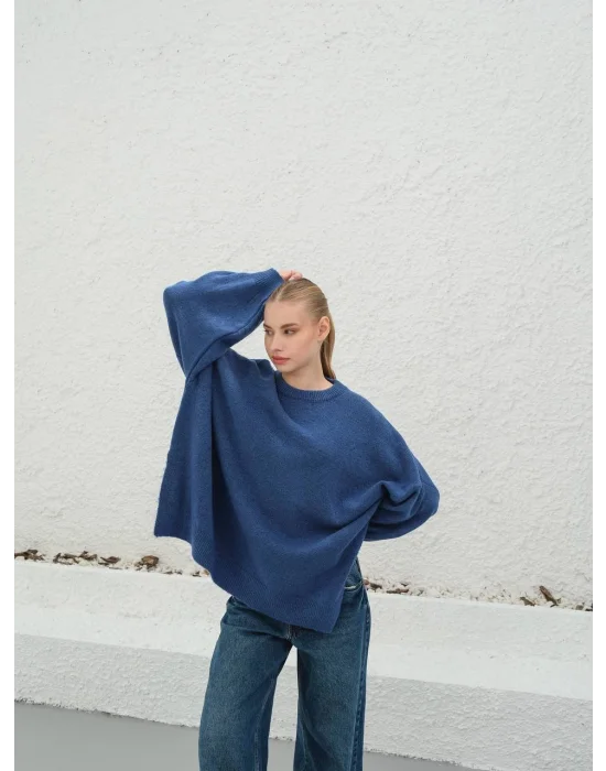 Kadın Düşük Omuz Oversize Triko Kazak