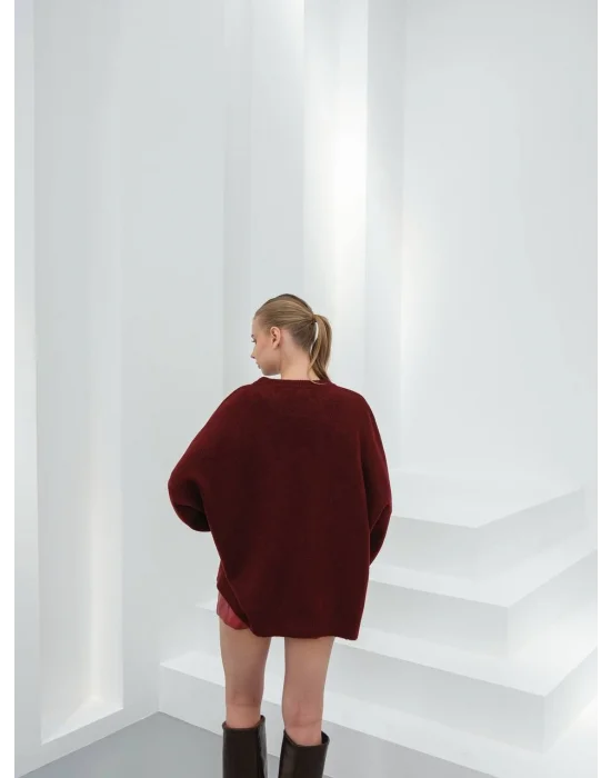 Kadın Düşük Omuz Oversize Triko Kazak