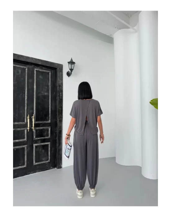 Kadın Modal Kumaş Sırt Dekolte Şalvat 2li Takım