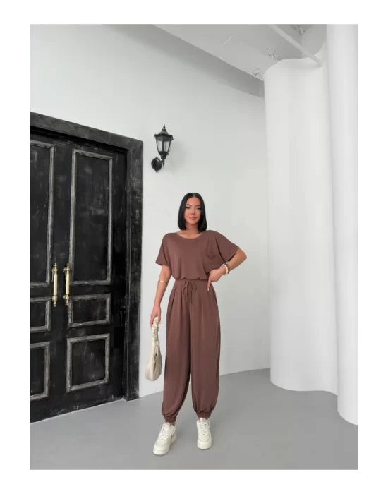 Kadın Modal Kumaş Sırt Dekolte Şalvat 2li Takım