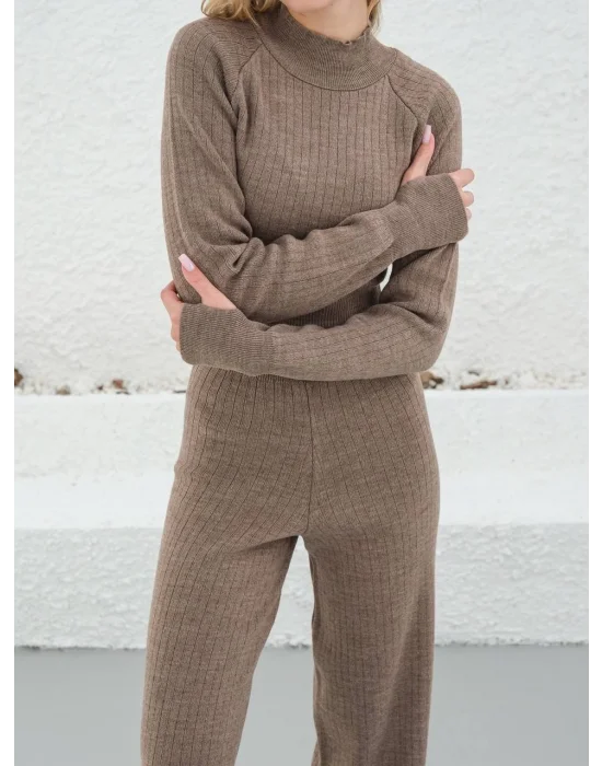 Kadın Parmak Geçmeli Crop-Pantolon 2li Takım