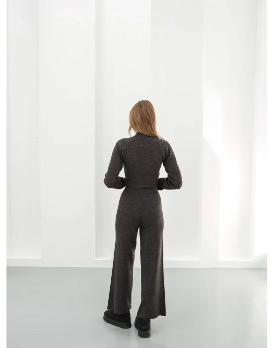 Kadın Parmak Geçmeli Crop-Pantolon 2li Takım