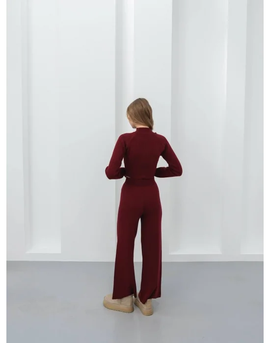 Kadın Parmak Geçmeli Crop-Pantolon 2li Takım