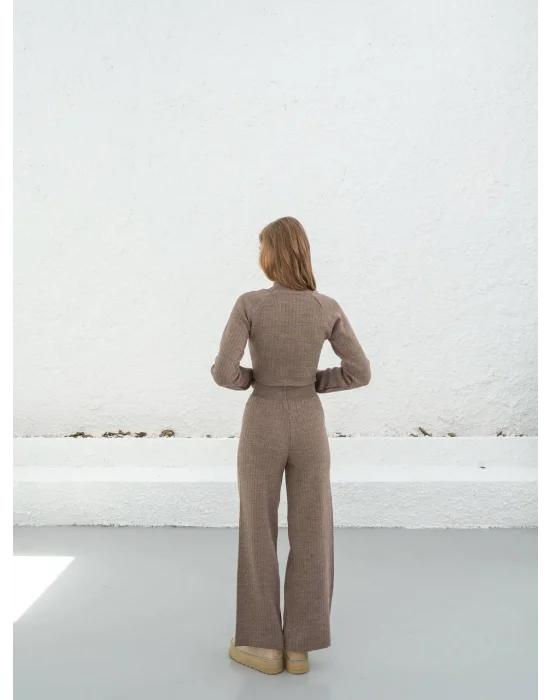 Kadın Parmak Geçmeli Crop-Pantolon 2li Takım