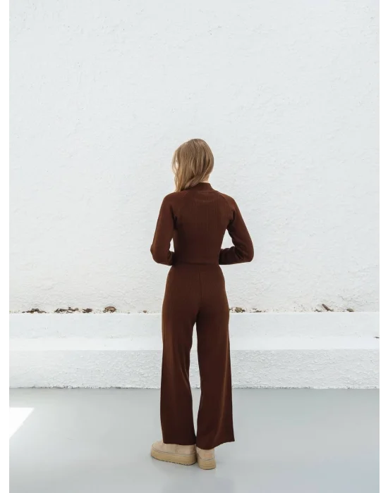 Kadın Parmak Geçmeli Crop-Pantolon 2li Takım