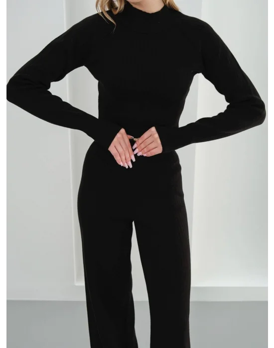 Kadın Parmak Geçmeli Crop-Pantolon 2li Takım