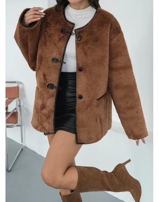Kadın Peluş Astarlı Kaban