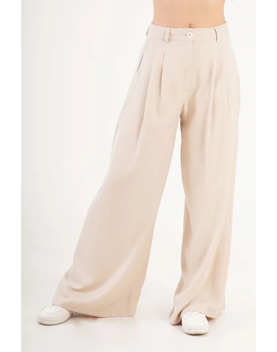Kadın Piliseli Salaş Bej Pantolon