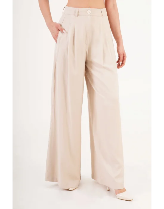 Kadın Piliseli Salaş Bej Pantolon