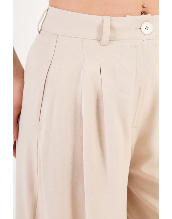Kadın Piliseli Salaş Bej Pantolon