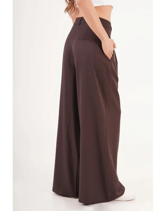 Kadın Piliseli Salaş Kahve Pantolon