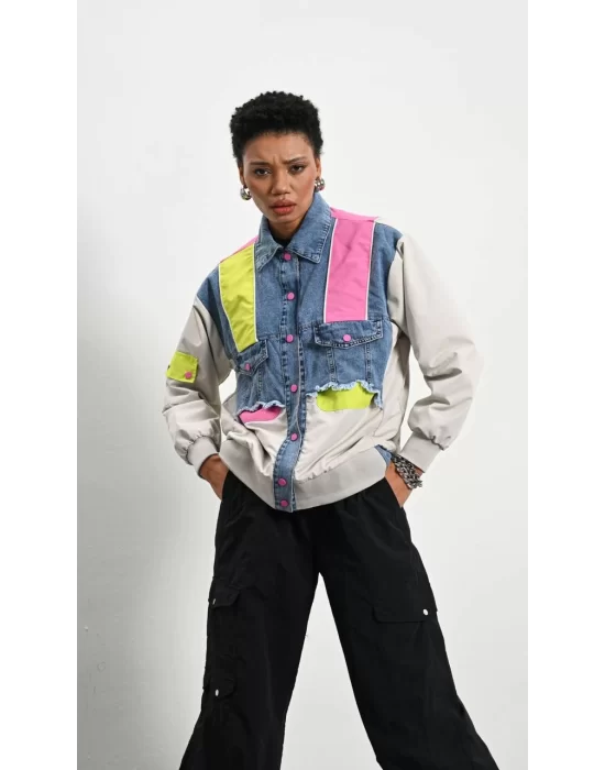 Kadın Premium Mix Bomber Ceket