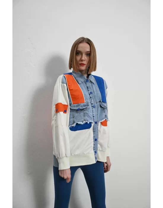 Kadın Premium Mix Bomber Ceket