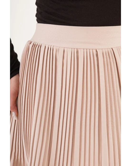 Kadın Şortlu Beli Lastikli Pileli Taş Mini Etek