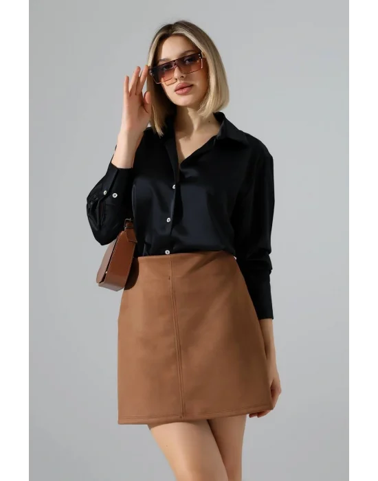 Kadın Süet Taba Mini Etek