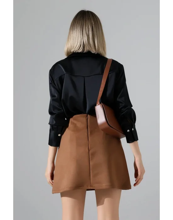 Kadın Süet Taba Mini Etek