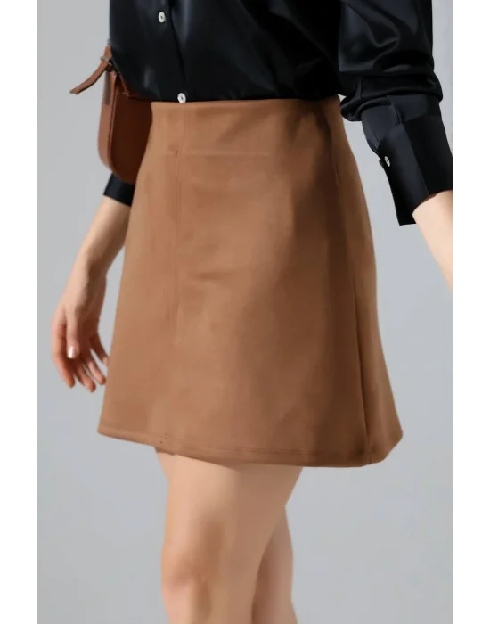 Kadın Süet Taba Mini Etek