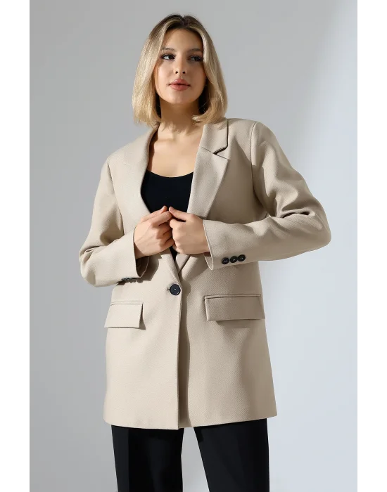 Kadın Tek Düğme Blazer Ceket