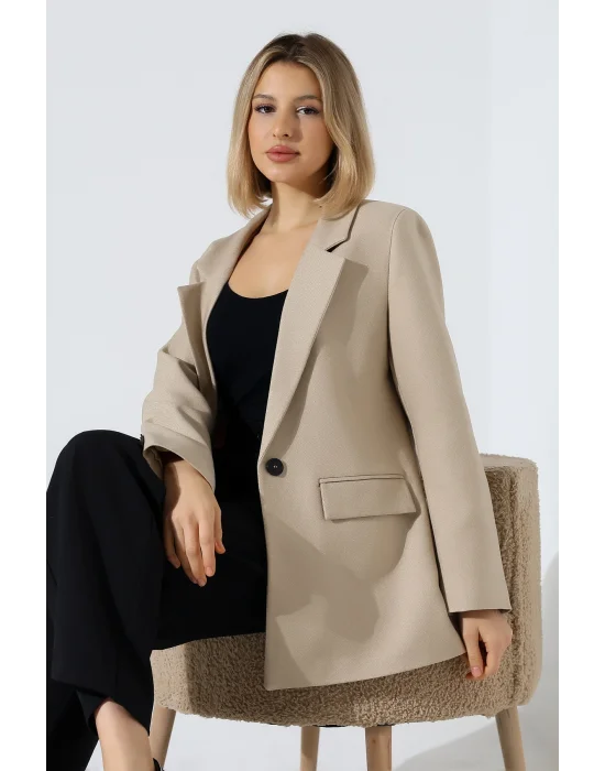 Kadın Tek Düğme Blazer Ceket