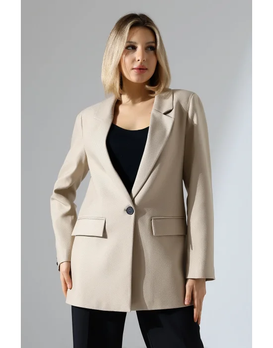 Kadın Tek Düğme Blazer Ceket