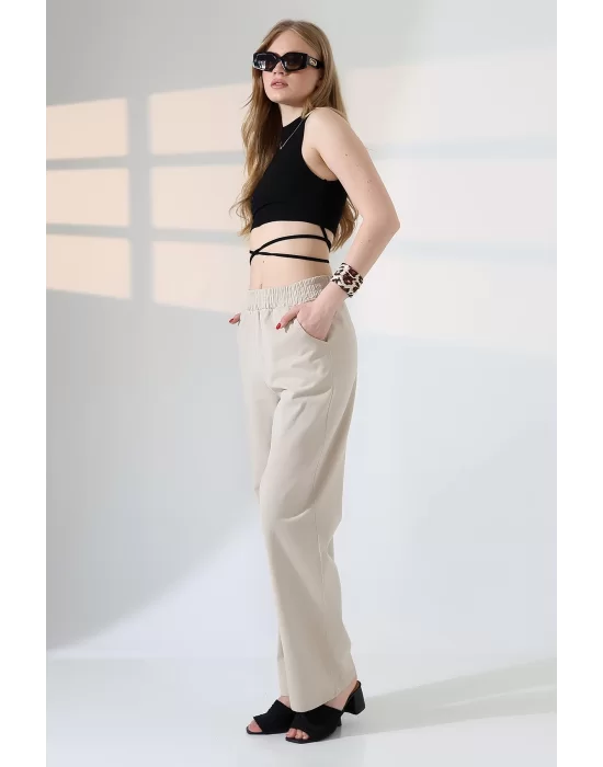 Kadın Yumuşak Doku Premium Gabardin Palazzo Pantolon