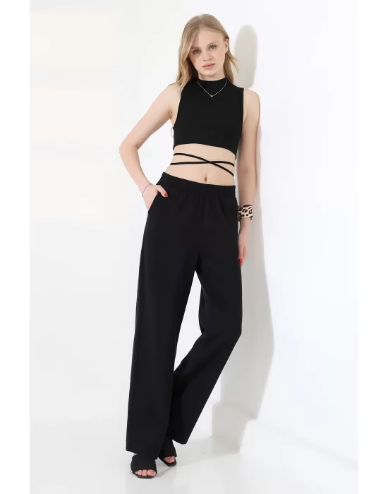 Kadın Yumuşak Doku Premium Gabardin Palazzo Pantolon