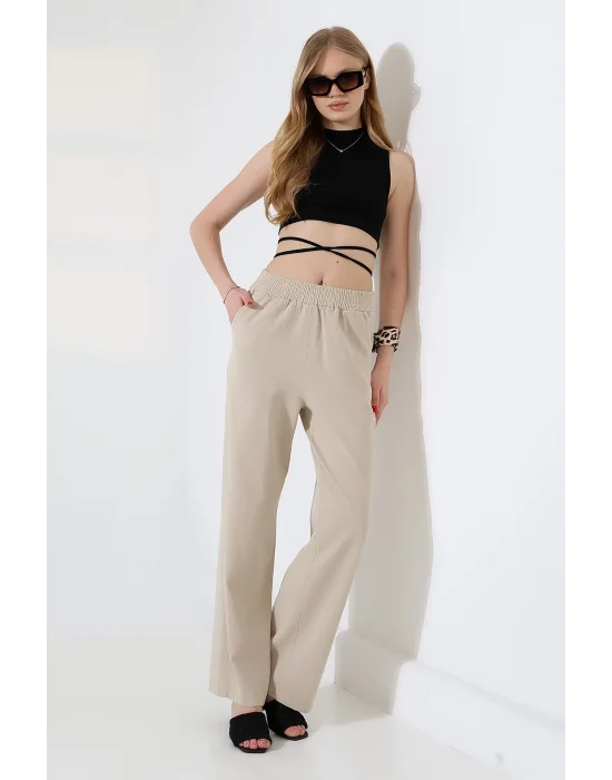 Kadın Yumuşak Doku Premium Gabardin Palazzo Pantolon