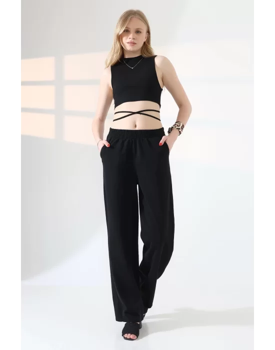 Kadın Yumuşak Doku Premium Gabardin Palazzo Pantolon