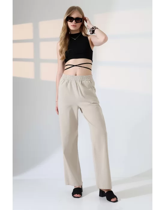 Kadın Yumuşak Doku Premium Gabardin Palazzo Pantolon