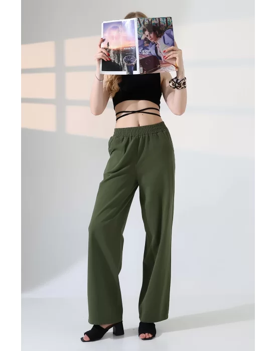 Kadın Yumuşak Doku Premium Gabardin Palazzo Pantolon