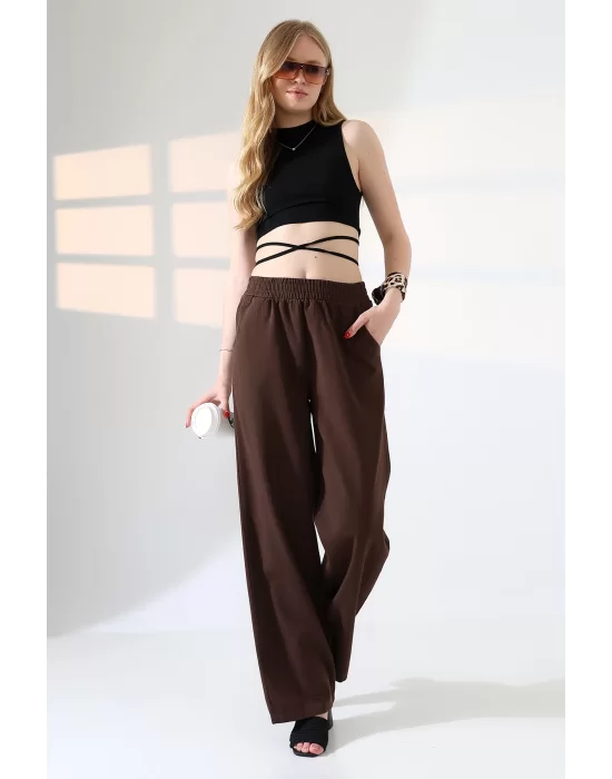 Kadın Yumuşak Doku Premium Gabardin Palazzo Pantolon