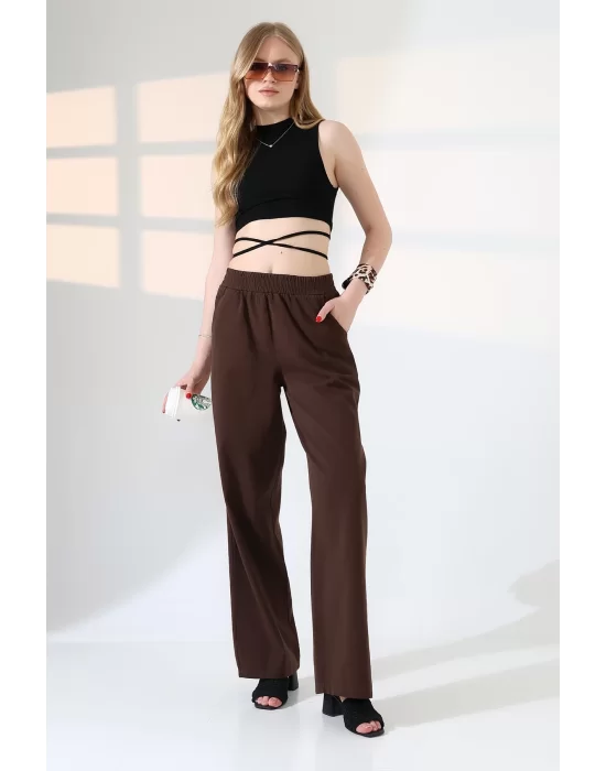 Kadın Yumuşak Doku Premium Gabardin Palazzo Pantolon