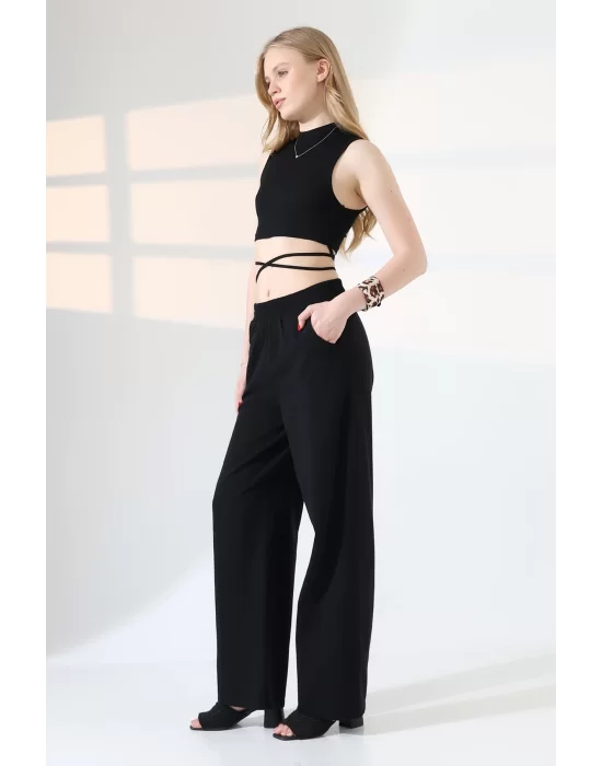 Kadın Yumuşak Doku Premium Gabardin Palazzo Pantolon