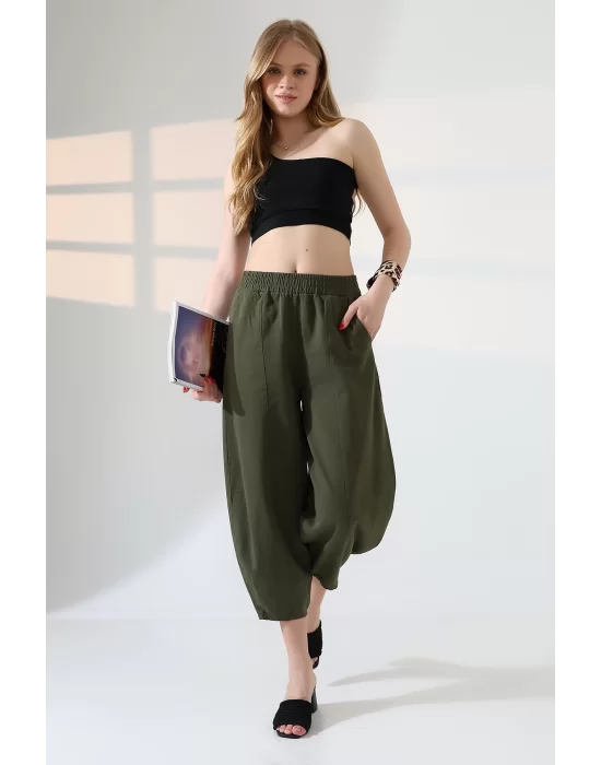 Kadın Yumuşak Doku Premium Şalvar Gabardin Pantolon