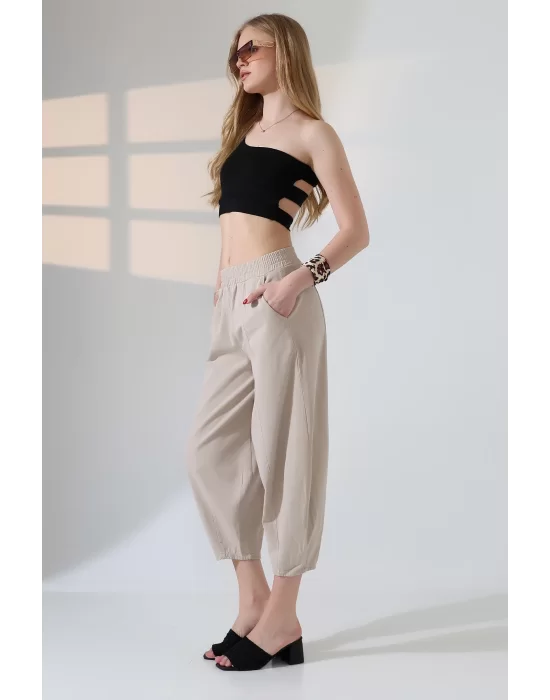 Kadın Yumuşak Doku Premium Şalvar Gabardin Pantolon