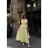 Kadın Sarı Piliseli Etekli Blazer Takım
