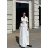 Kadın Beyaz Piliseli Etekli Blazer Takım